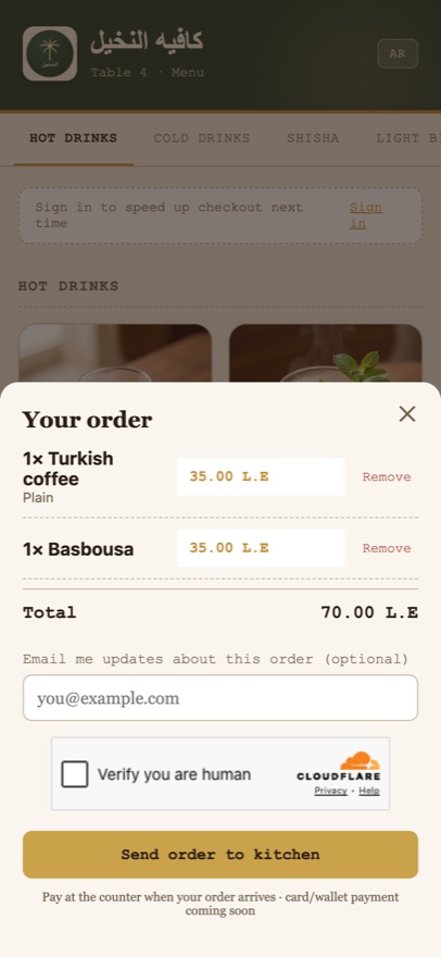 The basket before sending